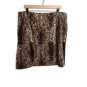Fashion Bug Vintage Y2K Leopard Print Faux Fur Mini Skirt Brown Black Size 20